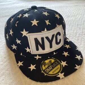 NYC Adjustable SnapBack Hat UH With Sticker Stars Black White New York City